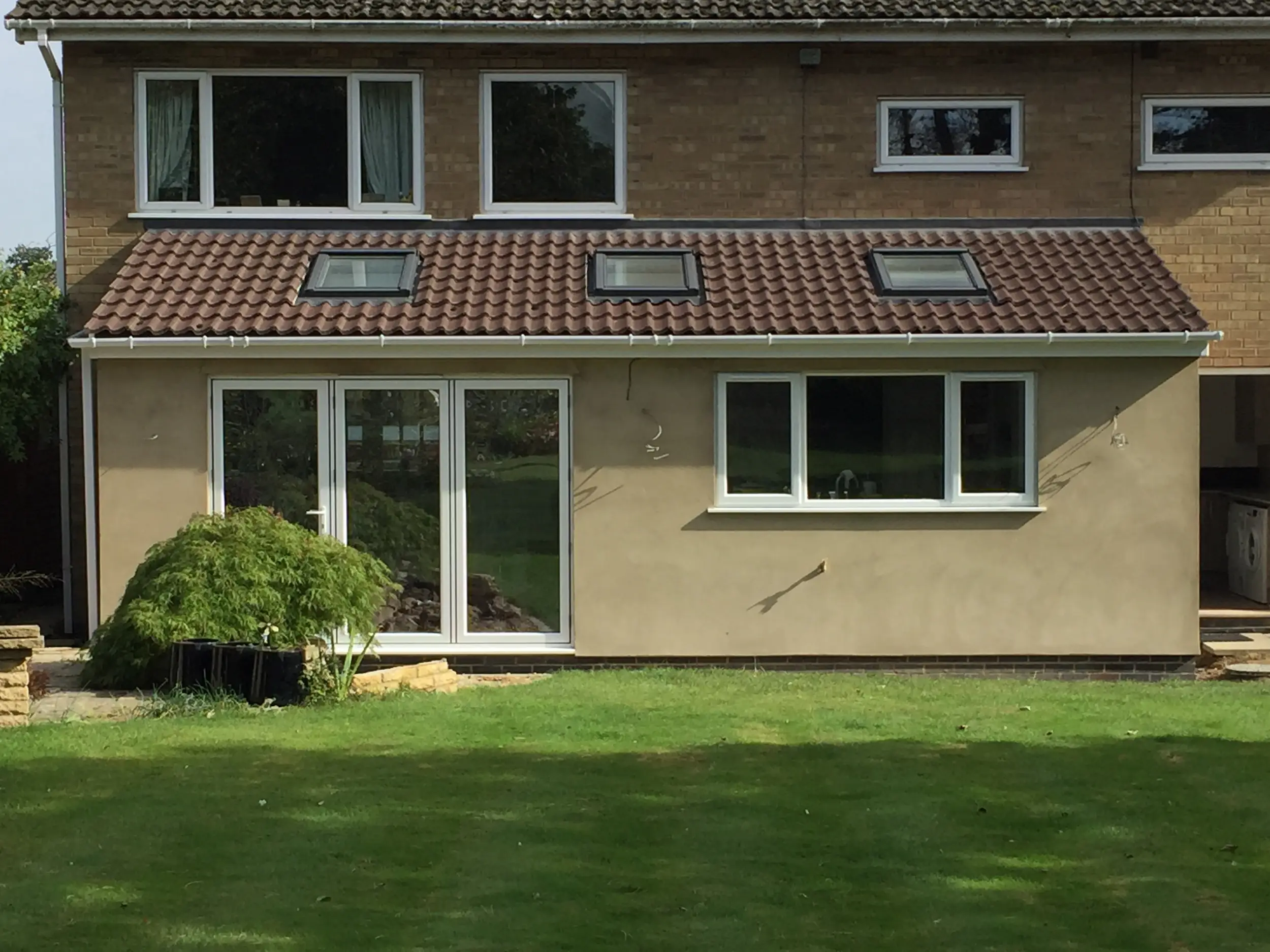 Completed home extension with rooflights